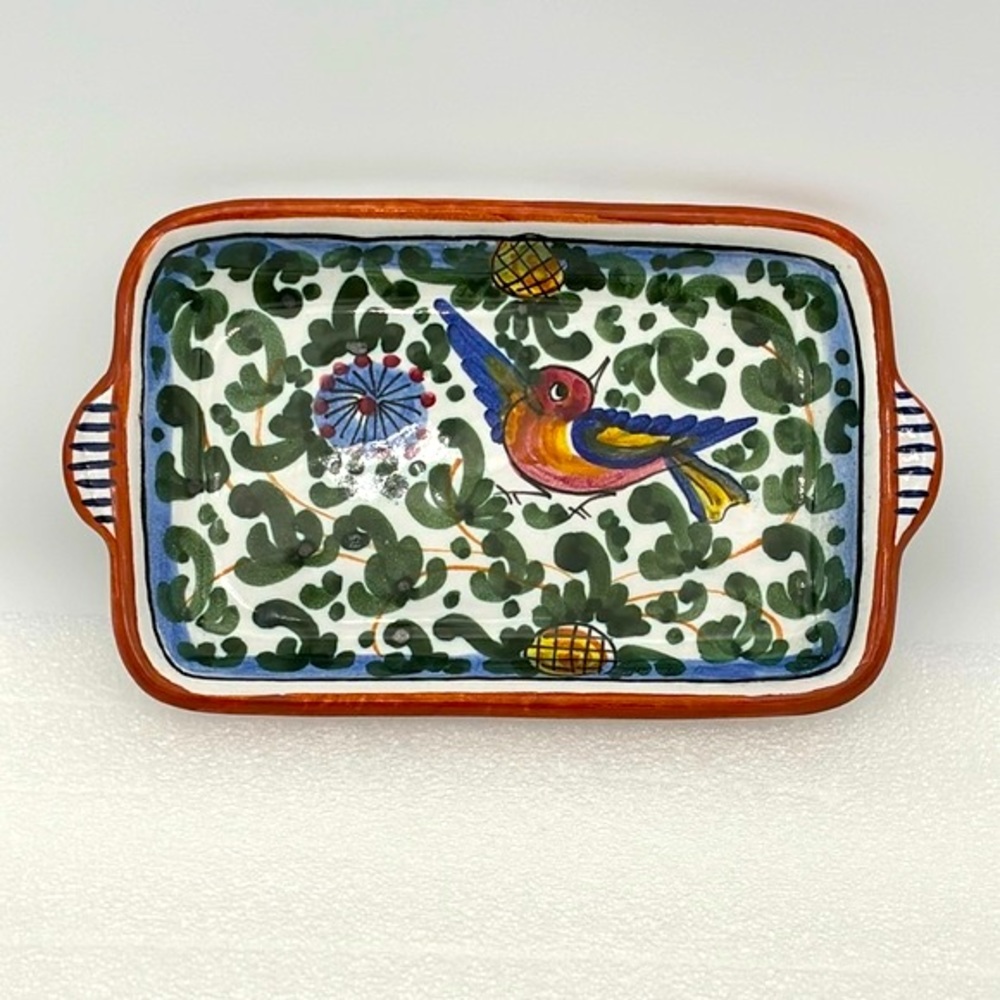 Deruta Italian Hand Painted Pottery Bird Trinket Tray
